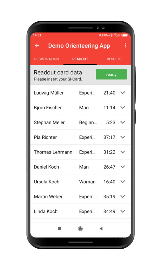 SPORTident Orienteering App - Read out cards